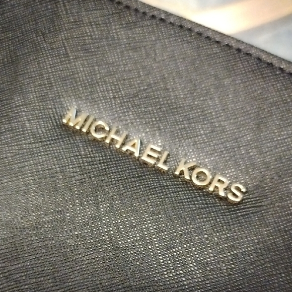 Michael Kors Black Structured Tote with Gold Accents - Picture 12 of 16